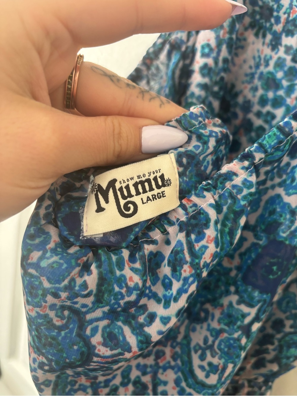 Show Me Your MuMu Halter Maxi Dress - Blue Paisley - Size L - NWOT - Picture 4 of 5